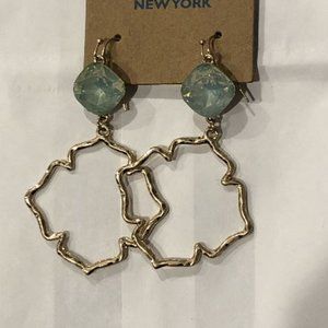 Gold & Aqua Stone Earrings